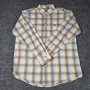 Cinch Mens Long Sleeve Plaid‎ Button Down Shirt Size Large Casual Western